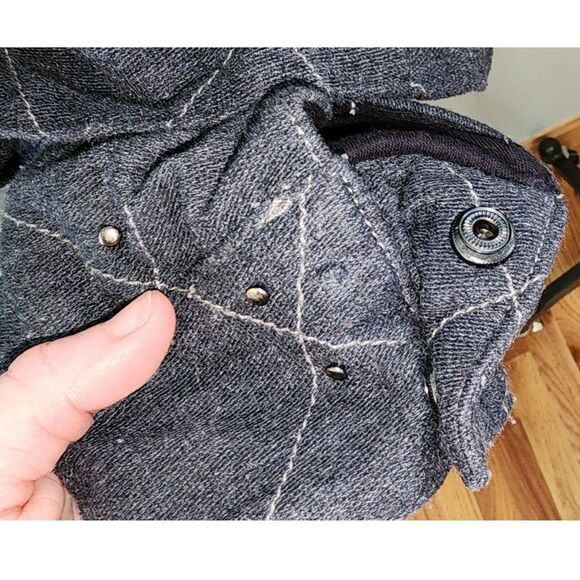 Free People Charcoal Grey Quilted Studded Zipper Jacket Size M - Picture 6 of 11